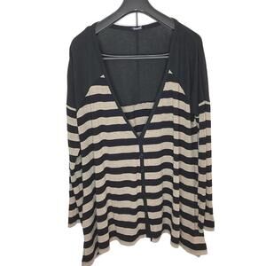 😀Bardot Black And Tan Oversized Button Up Sweater With Pockets 95% Viscose 42XL